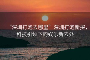 “深圳打泡去哪里”深圳打泡新探，科技引領(lǐng)下的娛樂新去處