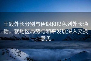 王毅外長(zhǎng)分別與伊朗和以色列外長(zhǎng)通話，就地區(qū)局勢(shì)與和平發(fā)展深入交換意見