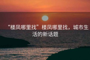 “樓鳳哪里找”樓鳳哪里找，城市生活的新話題