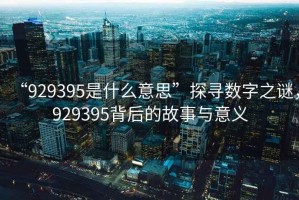 “929395是什么意思”探尋數(shù)字之謎，929395背后的故事與意義
