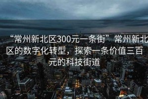 “常州新北區(qū)300元一條街”常州新北區(qū)的數(shù)字化轉(zhuǎn)型，探索一條價值三百元的科技街道