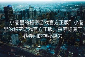 “小巷里的秘密游戲官方正版”小巷里的秘密游戲官方正版，探索隱藏于巷弄間的神秘魅力