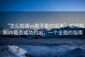 “怎么知道vx能不能約出來(lái)”如何判斷VX能否成功約出，一個(gè)全面的指南