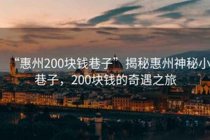 “惠州200塊錢巷子”揭秘惠州神秘小巷子，200塊錢的奇遇之旅