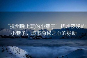 “撫州晚上玩的小巷子”撫州夜晚的小巷子，城市隱秘之心的脈動(dòng)
