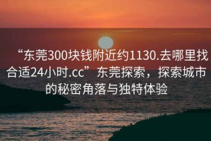 “東莞300塊錢附近約1130.去哪里找合適24小時.cc”東莞探索，探索城市的秘密角落與獨特體驗