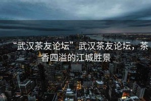 “武漢茶友論壇”武漢茶友論壇，茶香四溢的江城勝景