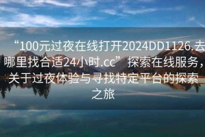 “100元過夜在線打開2024DD1126.去哪里找合適24小時.cc”探索在線服務，關于過夜體驗與尋找特定平臺的探索之旅