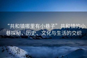 “共和鎮(zhèn)哪里有小巷子”共和鎮(zhèn)的小巷探秘，歷史、文化與生活的交織