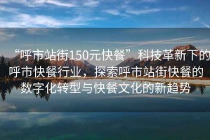 “呼市站街150元快餐”科技革新下的呼市快餐行業(yè)，探索呼市站街快餐的數(shù)字化轉(zhuǎn)型與快餐文化的新趨勢