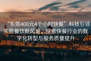 “東莞400元4個小時快餐”科技引領(lǐng)東莞餐飲新風尚，探索快餐行業(yè)的數(shù)字化轉(zhuǎn)型與服務(wù)質(zhì)量提升