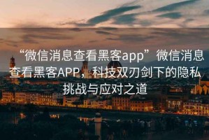 “微信消息查看黑客app”微信消息查看黑客APP，科技雙刃劍下的隱私挑戰(zhàn)與應對之道