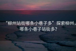 “柳州站街哪條小巷子多”探索柳州，哪條小巷子站街多？