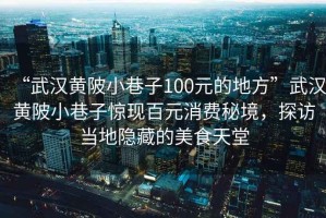 “武漢黃陂小巷子100元的地方”武漢黃陂小巷子驚現(xiàn)百元消費秘境，探訪當?shù)仉[藏的美食天堂