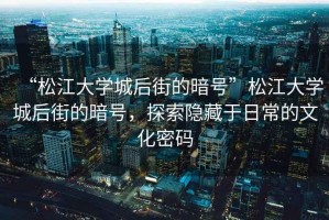 “松江大學(xué)城后街的暗號(hào)”松江大學(xué)城后街的暗號(hào)，探索隱藏于日常的文化密碼