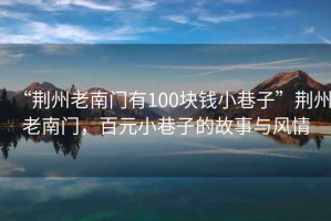 “荊州老南門有100塊錢小巷子”荊州老南門，百元小巷子的故事與風情