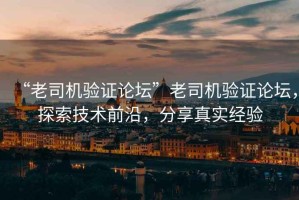 “老司機(jī)驗證論壇”老司機(jī)驗證論壇，探索技術(shù)前沿，分享真實經(jīng)驗