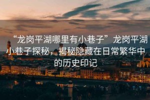 “龍崗平湖哪里有小巷子”龍崗平湖小巷子探秘，揭秘隱藏在日常繁華中的歷史印記