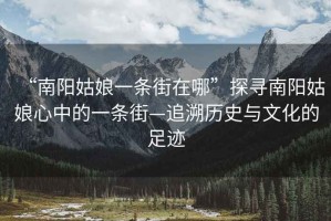 “南陽姑娘一條街在哪”探尋南陽姑娘心中的一條街—追溯歷史與文化的足跡