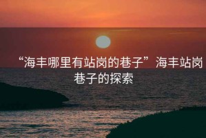 “海豐哪里有站崗的巷子”海豐站崗巷子的探索