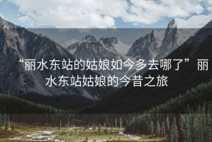 “麗水東站的姑娘如今多去哪了”麗水東站姑娘的今昔之旅