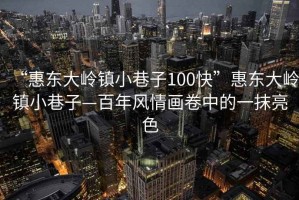 “惠東大嶺鎮(zhèn)小巷子100快”惠東大嶺鎮(zhèn)小巷子—百年風(fēng)情畫卷中的一抹亮色