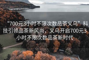 “700元3小時不限次數品茶義烏”科技引領品茶新風尚，義烏開啟700元3小時不限次數品茶新時代