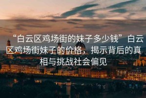 “白云區(qū)雞場街的妹子多少錢”白云區(qū)雞場街妹子的價(jià)格，揭示背后的真相與挑戰(zhàn)社會(huì)偏見