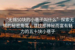 “無錫50塊的小巷子叫什么”探索無錫的秘密角落，尋找那神秘而富有魅力的五十塊小巷子