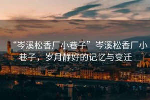 “岑溪松香廠小巷子”岑溪松香廠小巷子，歲月靜好的記憶與變遷