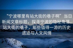 “寧波哪里有站大街的巷子啊”當日新聞文章標題，探尋寧波的隱秘角落，站大街的巷子，那些值得一游的歷史遺跡與人文風情
