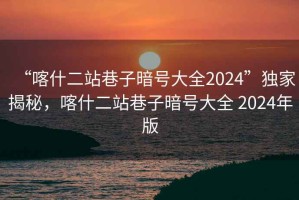 “喀什二站巷子暗號(hào)大全2024”獨(dú)家揭秘，喀什二站巷子暗號(hào)大全 2024年版