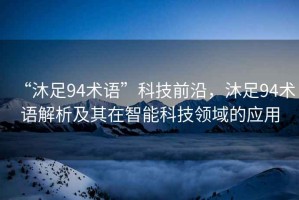 “沐足94術(shù)語”科技前沿，沐足94術(shù)語解析及其在智能科技領(lǐng)域的應(yīng)用