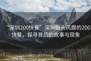 “深圳200快餐”深圳街頭風(fēng)靡的200快餐，探尋背后的故事與現(xiàn)象