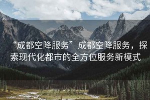 “成都空降服務”成都空降服務，探索現(xiàn)代化都市的全方位服務新模式