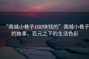 “南城小巷子100塊錢的”南城小巷子的故事，百元之下的生活色彩