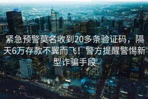 緊急預(yù)警莫名收到20多條驗證碼，隔天6萬存款不翼而飛！警方提醒警惕新型詐騙手段