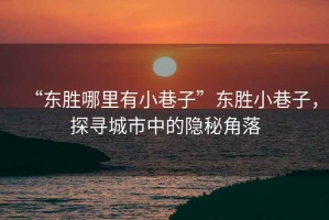 “東勝哪里有小巷子”東勝小巷子，探尋城市中的隱秘角落