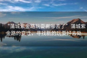 “蒲城紫金路玩耍搬哪去了”蒲城紫金路的變遷，尋找新的玩耍好去處