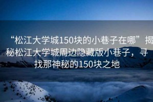 “松江大學城150塊的小巷子在哪”揭秘松江大學城周邊隱藏版小巷子，尋找那神秘的150塊之地