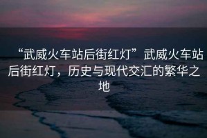“武威火車站后街紅燈”武威火車站后街紅燈，歷史與現(xiàn)代交匯的繁華之地