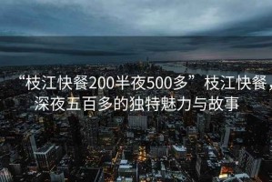 “枝江快餐200半夜500多”枝江快餐，深夜五百多的獨特魅力與故事