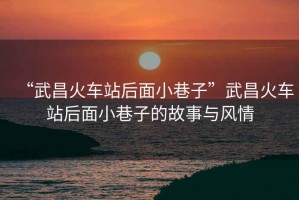“武昌火車站后面小巷子”武昌火車站后面小巷子的故事與風(fēng)情