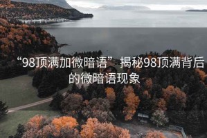 “98頂滿加微暗語”揭秘98頂滿背后的微暗語現(xiàn)象