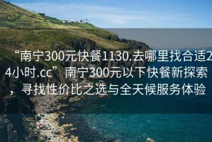 “南寧300元快餐1130.去哪里找合適24小時.cc”南寧300元以下快餐新探索，尋找性價比之選與全天候服務(wù)體驗