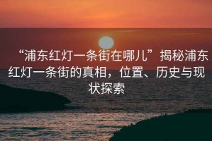 “浦東紅燈一條街在哪兒”揭秘浦東紅燈一條街的真相，位置、歷史與現(xiàn)狀探索