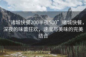 “諸城快餐200半夜500”諸城快餐，深夜的味蕾狂歡，速度與美味的完美結(jié)合
