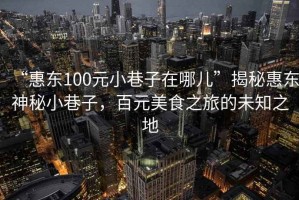 “惠東100元小巷子在哪兒”揭秘惠東神秘小巷子，百元美食之旅的未知之地