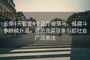云南4天官宣4個(gè)正廳級(jí)落馬，反腐斗爭(zhēng)持續(xù)升溫，官員貪腐現(xiàn)象引起社會(huì)廣泛關(guān)注