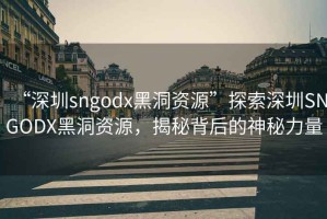 “深圳sngodx黑洞資源”探索深圳SNGODX黑洞資源，揭秘背后的神秘力量